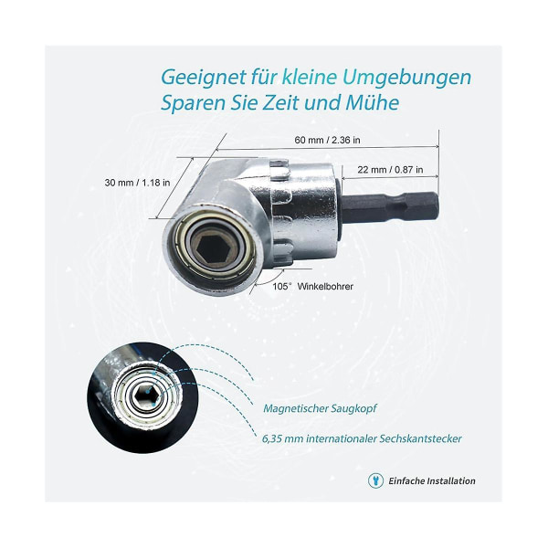 Flexibelt Borrbitsförlängningssats 8 delar, Hex 105 Grader Vinkelborrbitsfäste, Universal Socket A