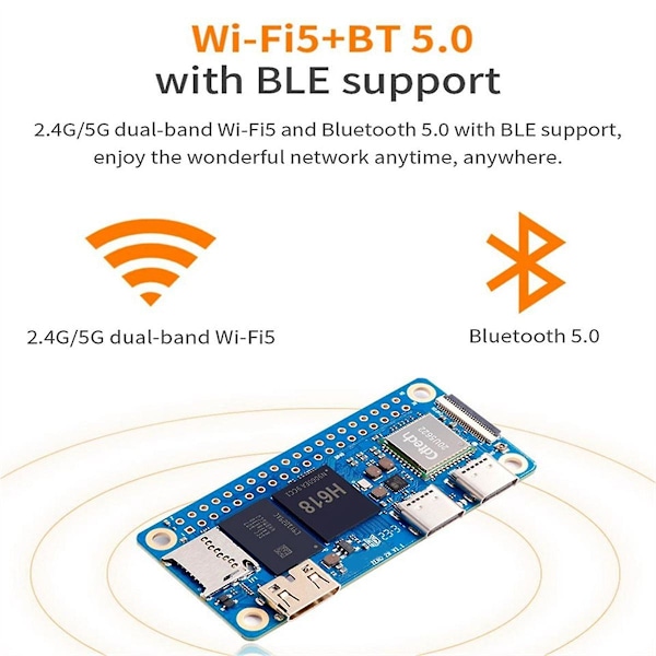 For Zero 2W 1GB RAM DDR4 Mini PC Allwinner H618 Zero 2W WiFi Bluetooth Enkeltkortdatamaskin