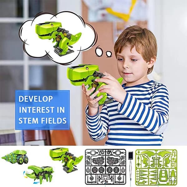 Solar DIY monteringsleke 6 i 1 pedagogisk dinosaurmonteringsbil