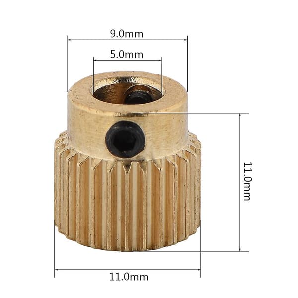 Højkvalitets 10 stk. Messing Drivgear til MK7 MK8 Ekstruder - 3D Printer Tilbehør
