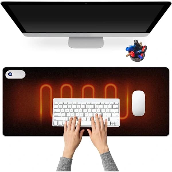 Heated Mouse Pad - 80x33cm Waterproof Desk Warmer with 3 Temperature Settings & Auto Shut-Off for Office & Home Use