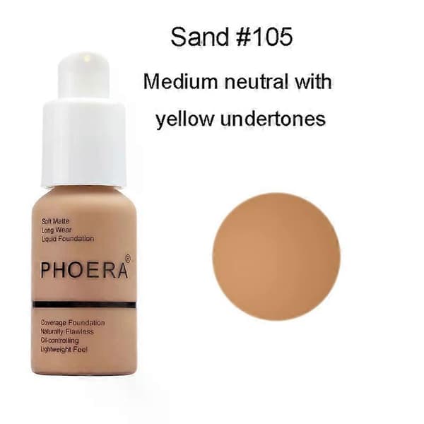 PHOERA Face Foundation Cream Oljekontroll Lysne Vanntett Concealer Ansikts Matte Base Make Up Flytende Foundation MakeupTSLM1