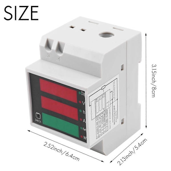 AC 200-450V effektmåler DIN-skinne type digital display ammeter voltmeter
