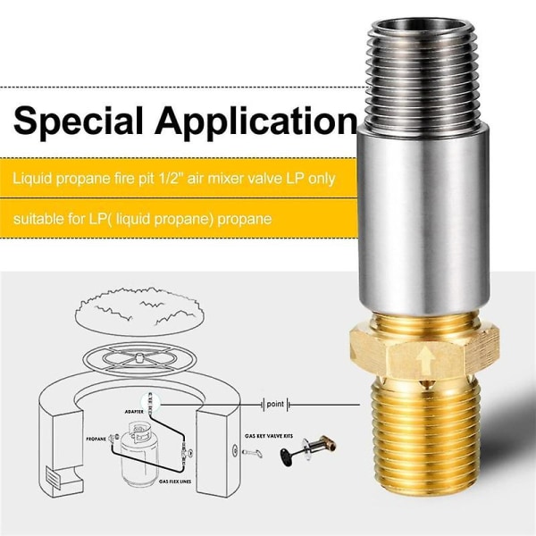 Flytende Propangasbrenner Brannpanner 1/2 tommers Luftblanderventil, Blanderventil