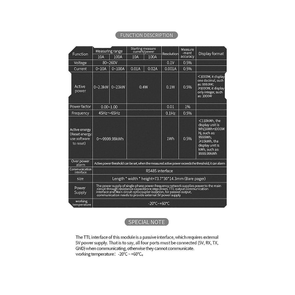 10a Pzem 004t 3.0 Wattmetri + TTL-USB-kaapeli kWh-mittari Volt Amp Virta Test-moduuli Monitoiminen M