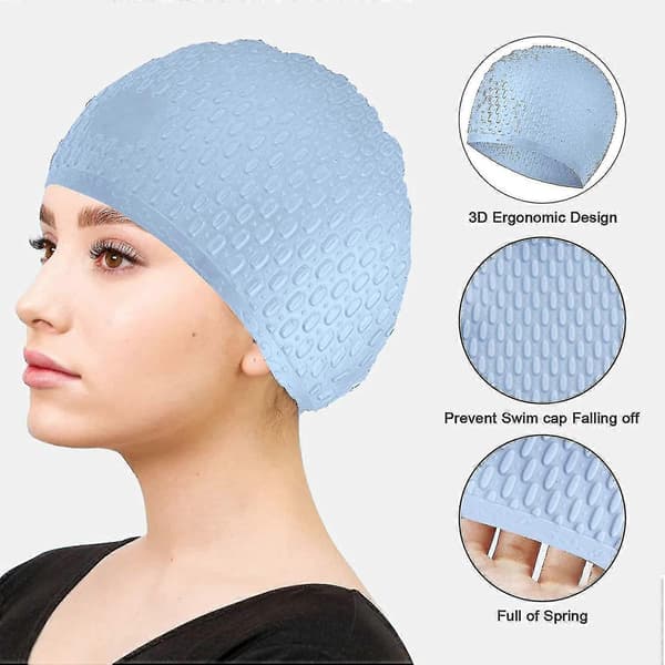 Vanntett svømmehette for voksne, svært elastisk silikon svømmehette, unisex svømmehette for kort/langt hår