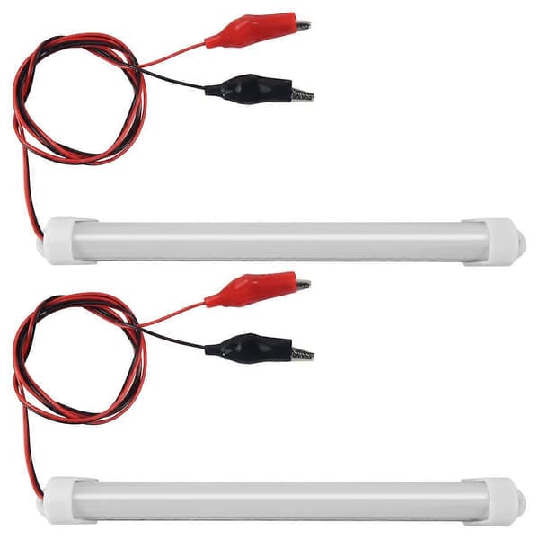 2x 12V Bil LED SMD Interiør Lyslist Rør Stripe Lampe Varebil Båt Campingvogn Kald Hvit