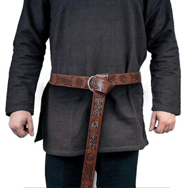 Medeltida Vikinga Bälte Herr Renässans Riddarbälte Präglat Pu Läder Ringbälte Vikingakläder Acc