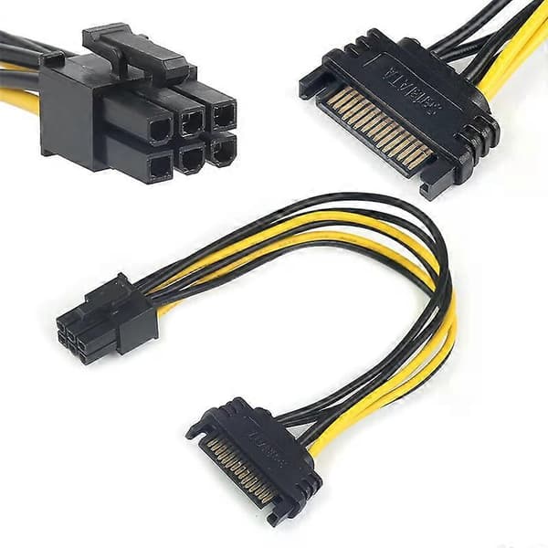 2023 NY 15-pin SATA-strøm til 6-pin PCI Express-adapterkabel Strømforsyningskabel 20 cm Engros GPU-kort Strømadapterkabel Stay A 3pcs