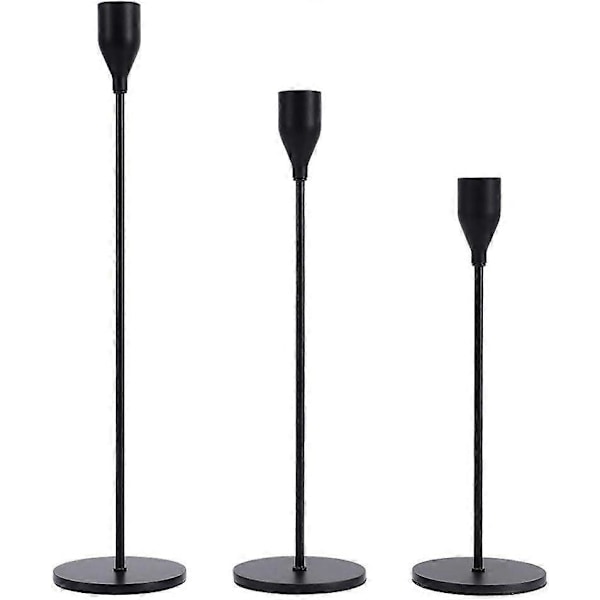 Ljusstakar svarta 3-pack, ljusstakar för vardagsrum vintage dekoration
