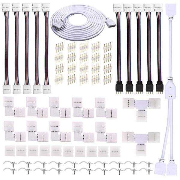 Anslutningssats för 5050 10mm 4pin Rgb, 2-vägs splitter, gör-det-själv-tillbehör för Rgb-anslutning