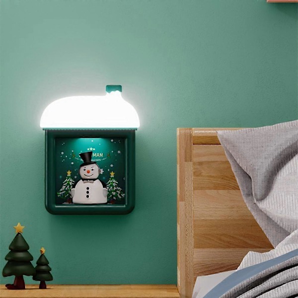 Bærbare Juleaftenlys Igloo Lys USB Opladning Børnegaver (Grøn-Snemand)
