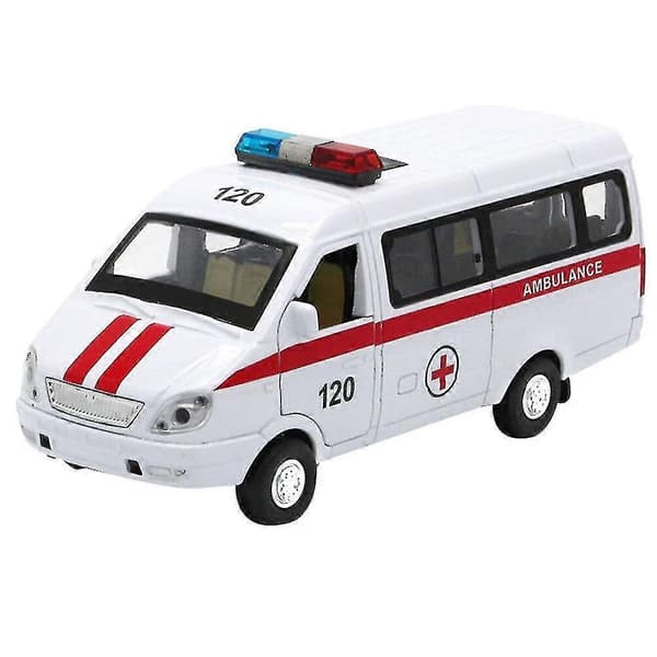 Ambulancevogn Bil Lastbil Træk Tilbage Model Med Led Lyd Legetøj Til Børn Metal Model Konstruktion Køretøjslegetøj Til Gave Bil Samling