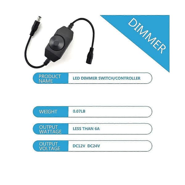 3 stk. DC12V-24V Lysdæmperkontakt 2A PWM Dæmper Controller Inline Dæmperkontakt Til LED Sort