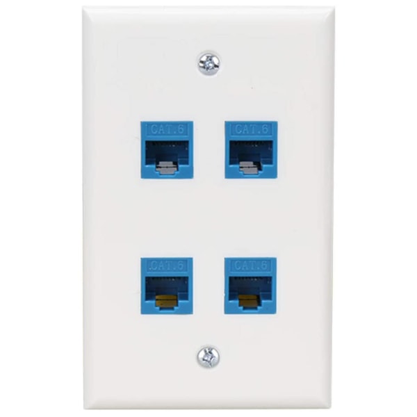 Ethernet Veggplate 4 Port For Cat7/6/6e/5/5e Ethernet-enheter -blå