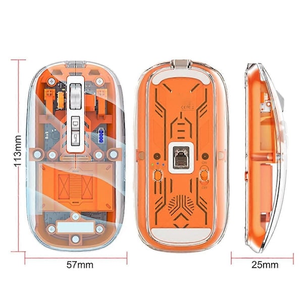 Transparent Magnetisk Triple Mode Bluetooth-kompatibel 2.4G Trådløs Mus Et-klik Desktop Type-C Genopladelig (Grøn)