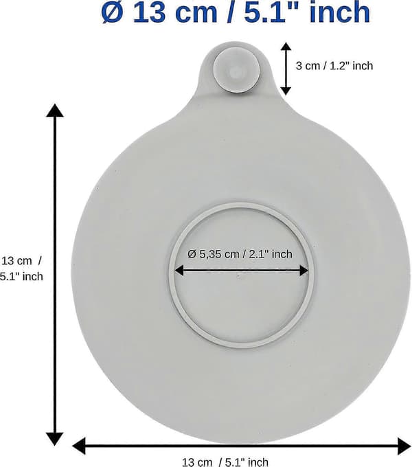 Afløbsprop til badekar, bruser, køkken og håndvask, forhindrer vand i at løbe ud, 13 cm, til 90 mm, 2xgrå
