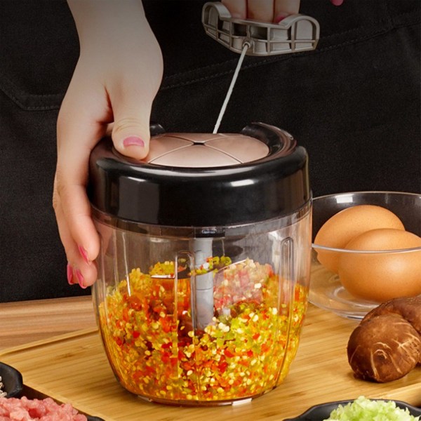 Manuell minihvitløkshakker, kraftig foodprosessor Mincer Blender Mixer for grønnsaksfruktsalat O