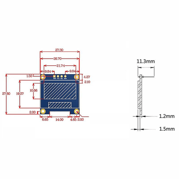 0,96 tommers IIC I2C Seriell GND 128x64 OLED LCD LED Displaymodul for Kit Hvit skjerm