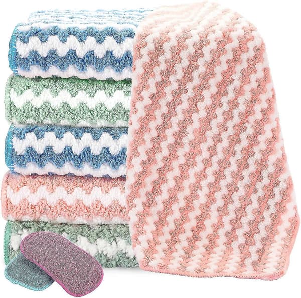 6 stk. Mikrofiber Rengjøringsklut - Superabsorberende Korallfleece Håndklær