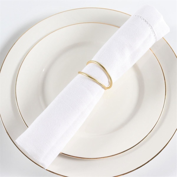 12 pakke enkel design serviettringer gull for bryllup Thanksgiving Julefest middagsbord