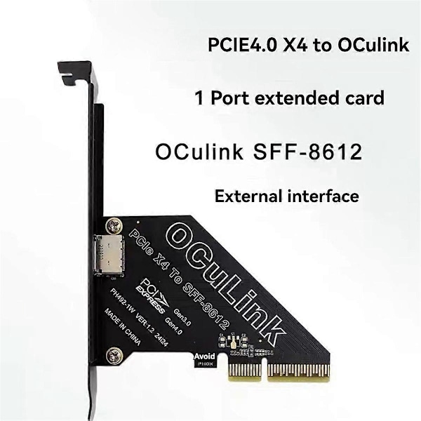 PCIe 4.0 X4 til Oculink SFF8611/8612 Utvidelseskort for Win/Linux