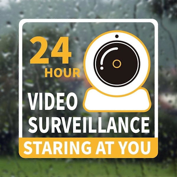 6 st Videoövervakningsskyltar, 24 timmars övervakningsetikett Självhäftande Varningsskylt Säkerhet D