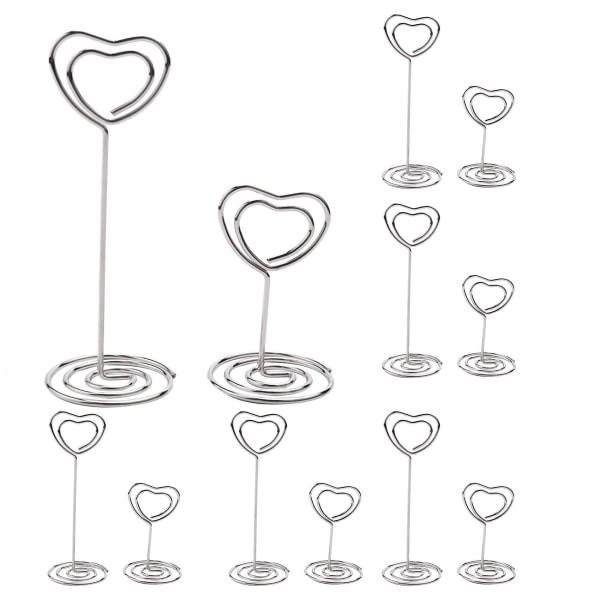 30 Pcs Card Holder Heart Shape Table Stand Wire Tabletop Photo Holder Clips For Wedding Party Numbe