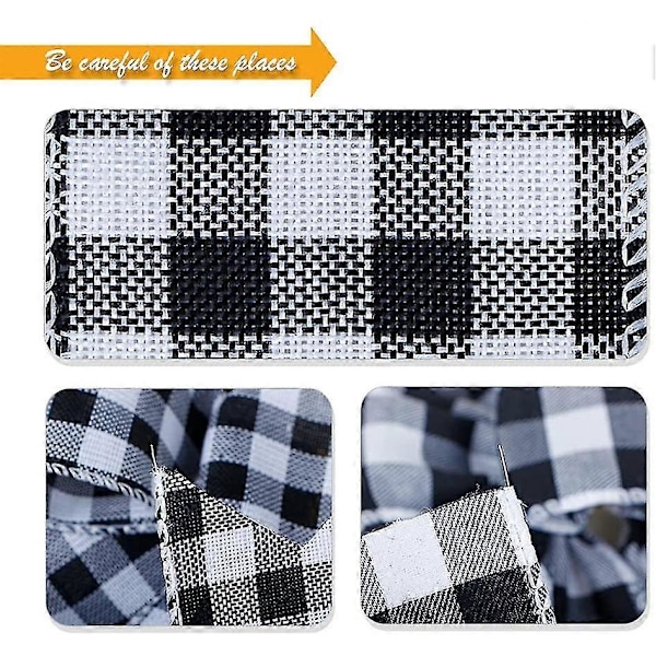 2 stk Buffalo Plaid Bøjle Halloween Thanksgiving Til Juletræ Håndværk DIY Dekoration (Sort Og Hvid)