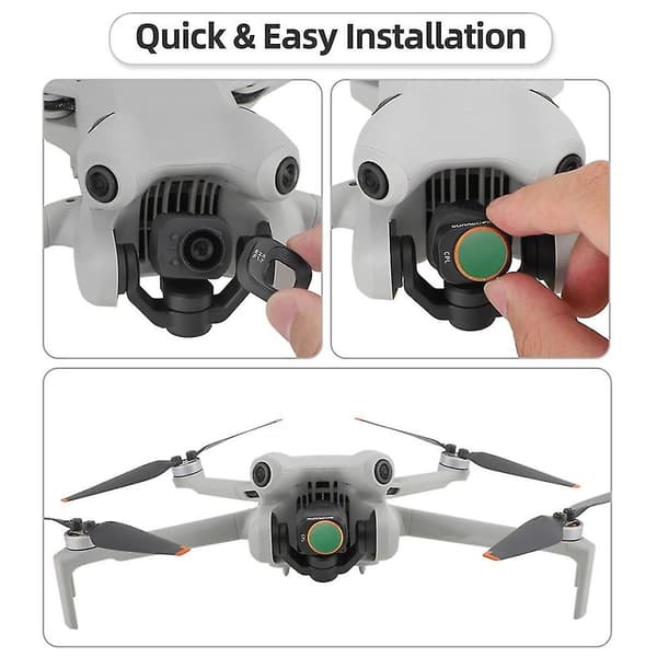 Justerbart multifunktionelt, brugervenligt, bærbart dronefiltersæt til Mini 4 Pro, ND8+ND16+ND32+ND64