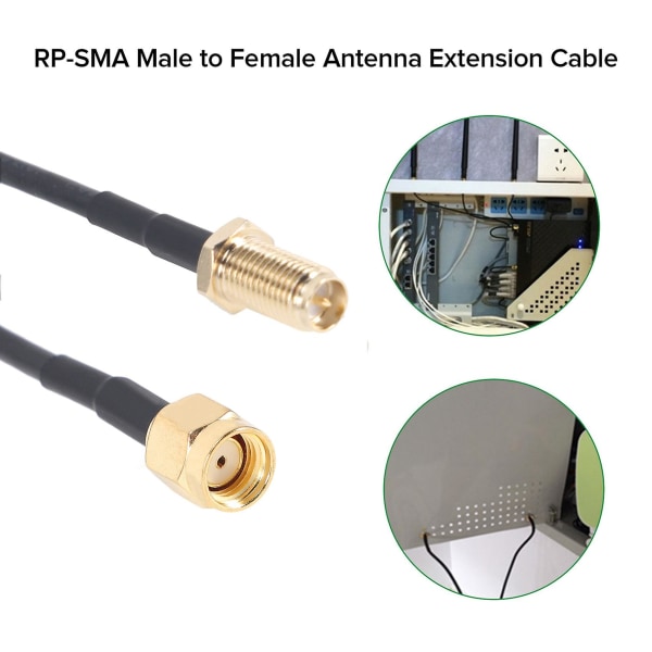 Rp - Sma Han till Hon Wifi Antennkontakt Förlängningskabel Svart 10 M