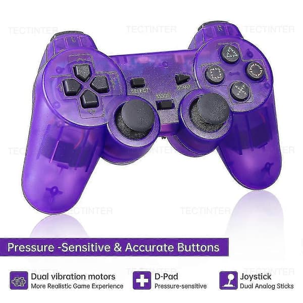 Trådløs controller til Sony Playstation 2 Gamepad Dual Vibration Shock til Ps2/ps1 Joypad Joystick Controle Usb Pc Spillekonsol Lilla