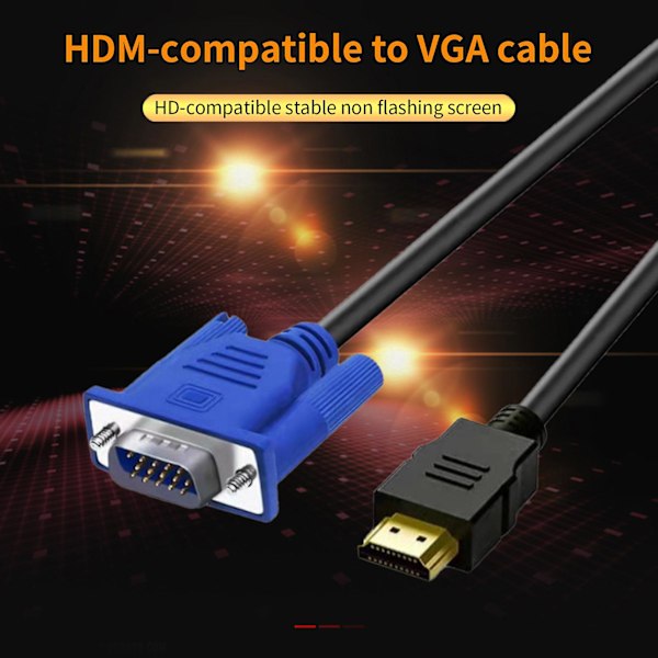 1,5 m HDMI-kompatibel till VGA-kabel Anti-störning Hög Klarhet HDMI-kompatibel Han till VGA Han Konverterare för Skrivbord