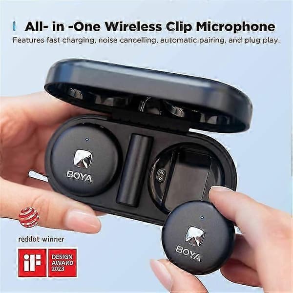 BOYA Omic-U 2 Sender + 1 USB-C Mottaker, Knappformet Trådløs Lavalier-mikrofon