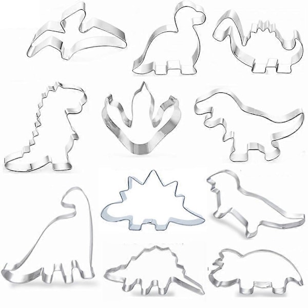 Dinosaur Kjeksutstikker, Fondant Kjeksutstikker for Barn som Baker Kjeks, Rustfritt Stål Kjeksutstikkersett