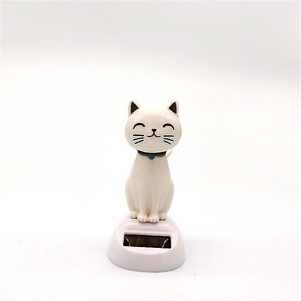 Solcelledansende leketøy håndverk katt skulptur solcelledrevet svingende statue Bobblehead dukke for kontorvindu bildashboard hjemmedekor (2 stykker, svart + hvit)