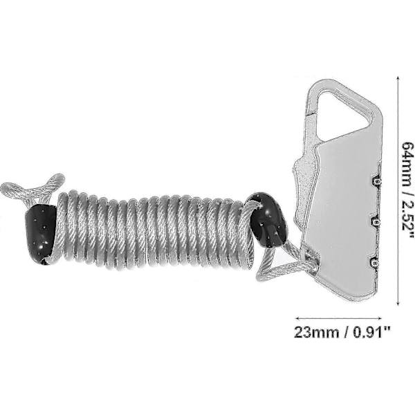 Cykelhjälm Lås 3-Siffer Återställbart Med Kabel Lås Silver 1st