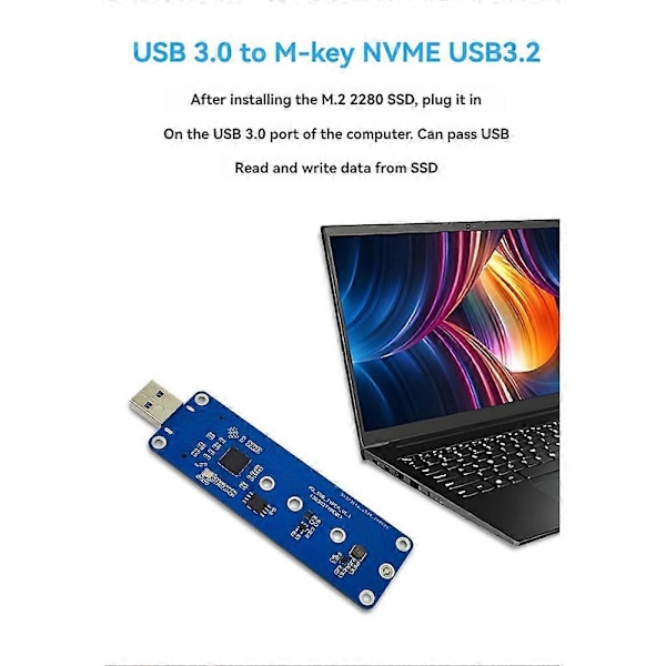 M.2 NVME till USB 3.0 Riserkort Konverteringsadapter USB 3.0 till M-Key NVME USB3.2 Adapter för 2230 2242