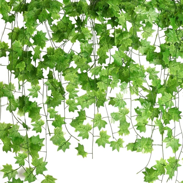 12 Pcs 7.5ft Artificial Maple Leaves Hanging Vines, Fake Ivy Garland Hanging Plants For Garden Wedd