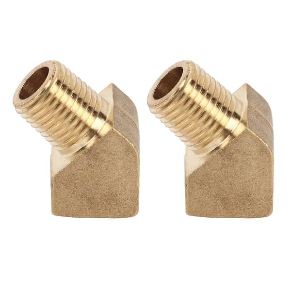 2 stk. 45° Rørkne Solid Messing 8mm Innvendig Gjenge 45 Graders Luft Drivstoff Gass Vannrør Adapter Kobling