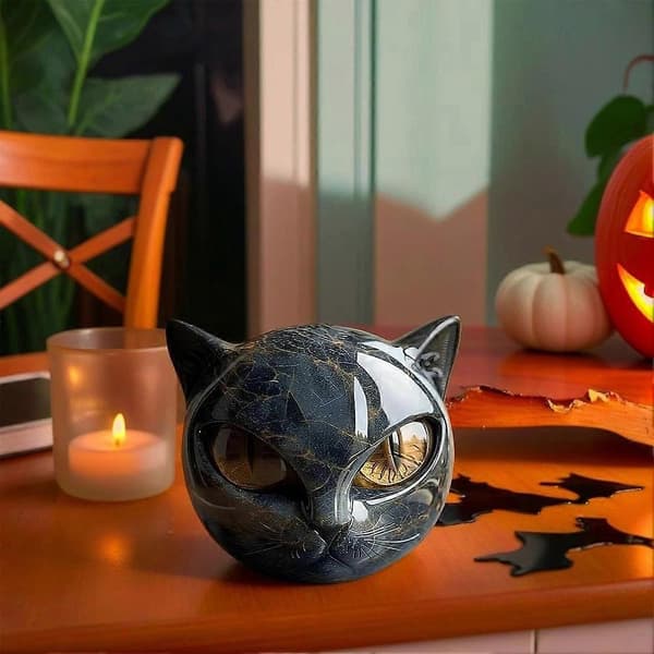 Sort Kat Sten Skulptur – Elegant Boligindretning & Gave
