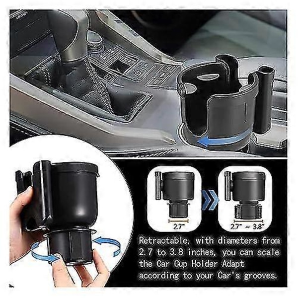 2-i-1 Bilkoppholder Ekspander Adapter, Multifunksjonell Bil Drikkeholder SFYGV