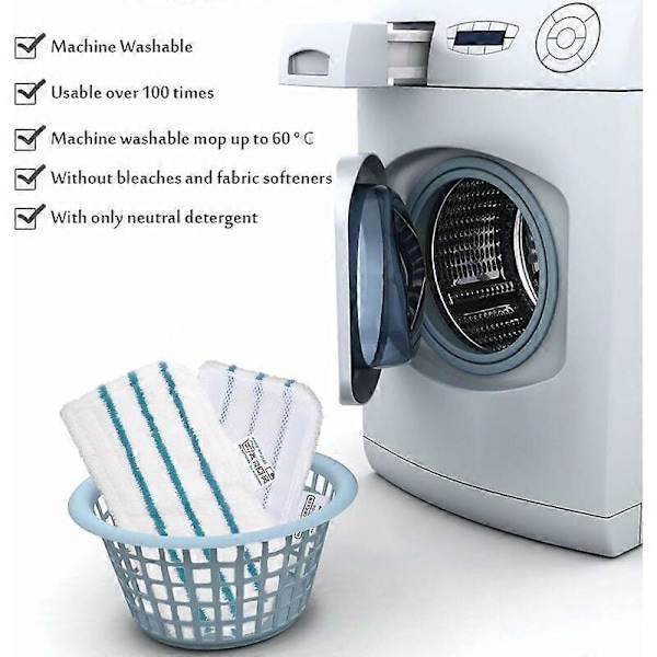 Set med 5 rektangulära mikrofiberdukar för Black+Decker ångmopp - Alternativ till FSMP20