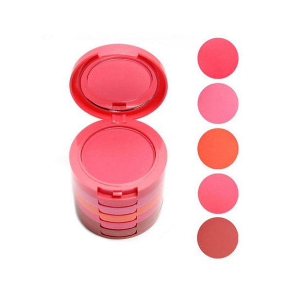 5-i-1 vanntett blush 5-farger blusher palett med børstespeil flytende blush fersken