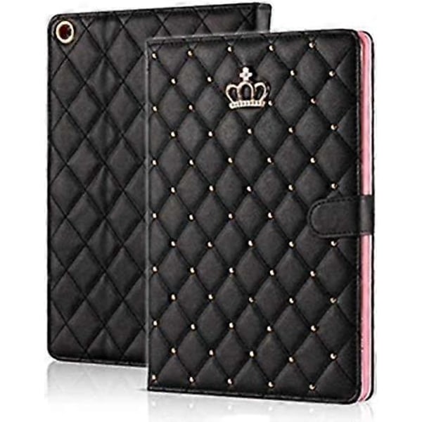 iPad 10.2 2021/2020/2019 9/8/7 Fodral Kron Design Söt Diamant Stilrent PU Läder Smart Auto Sleep/Wake Ställ Stöttåligt Skydd