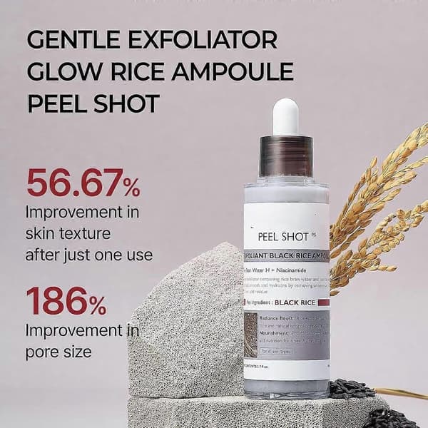 Peel Shot Glow Rice Ampoule Duo Hvide ris ampul + Sorte ris ampul Blød eksfolierende ansigts- og kropsscrub Døde hudceller, hudormefjerner til alle