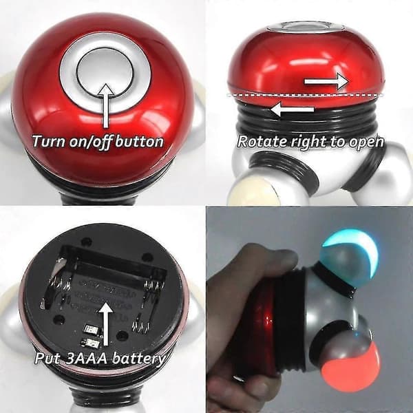 Bærbar Kropsvibrationsmassage Mini Elektrisk Massager Vibrator Med Led Lys Rød