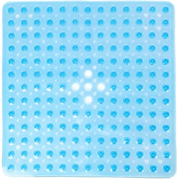PVC Skridsikker Firkantet Bademåtte, højt Greb med Sugekopper, Antibakteriel, Skimmelresistent (53x53cm, Lysegrå)
