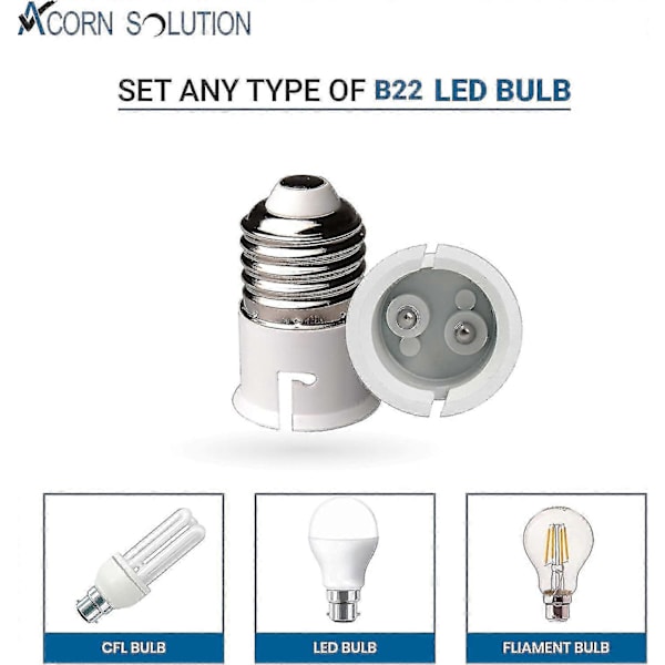E27 - B22 Sokelikääntäjä Sokelikääntäjä Ruuvi Bajonettiin Es Bc Lamppukannan Kääntäjä Led-Lamppuihin Ja Hehkulankoihin Ja Loisteputkiin (6 Pakkaus)