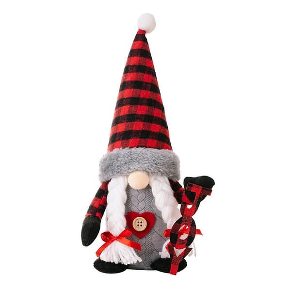 Julepynt Julehat Figur Rød og Sort Alfabet Stående Nisse Mand